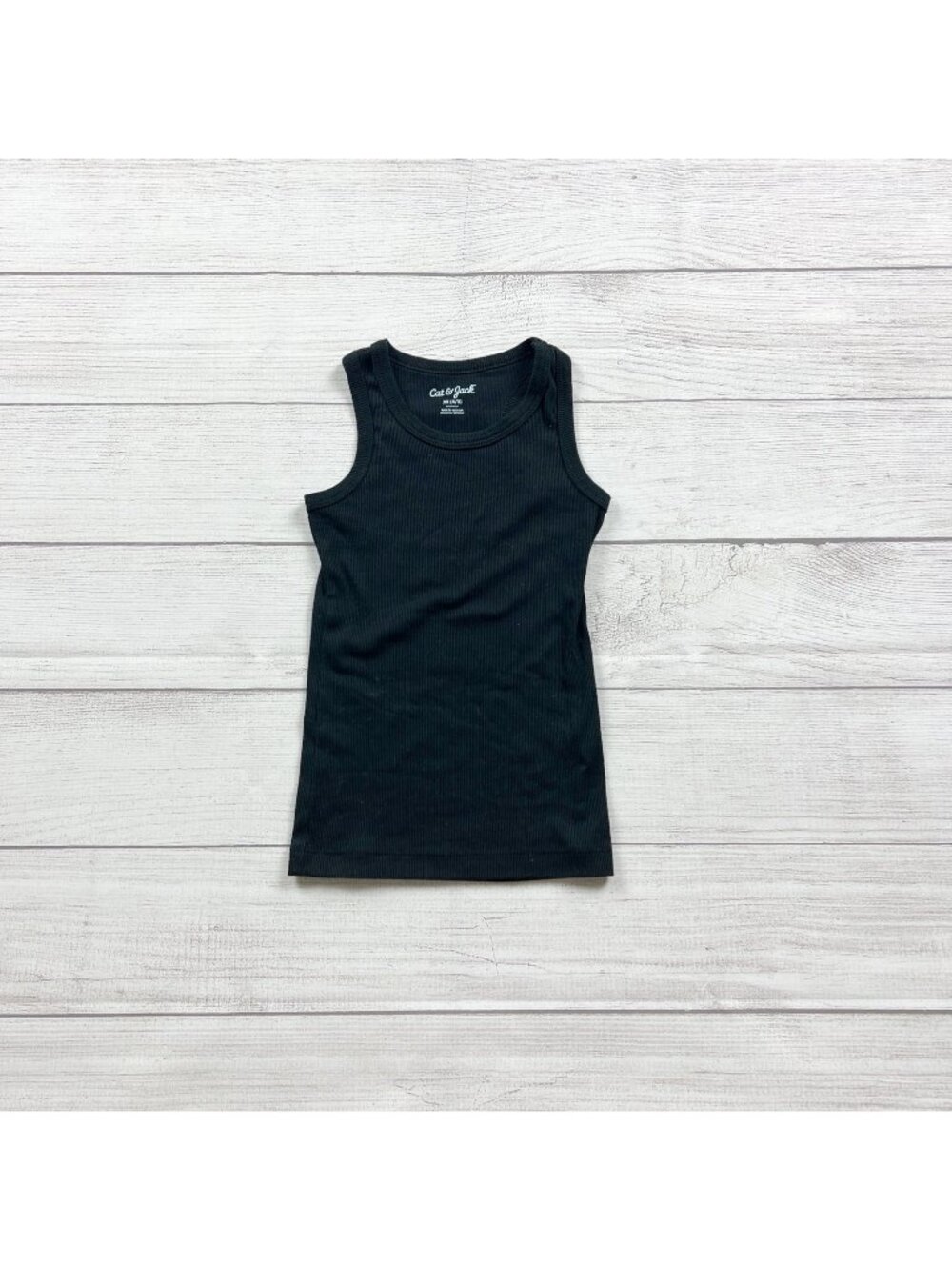 Cat & Jack Girls Black Cotton Ribbed Tank Top Lightweight Sleeveless XS 4-5